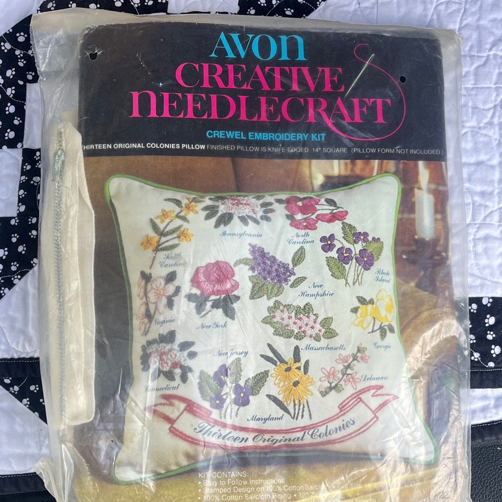 Avon Floral Accent Pillow Multicolor Embroidery Kit